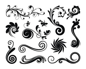 Architectural Swirl Silhouette Collection Vector Template