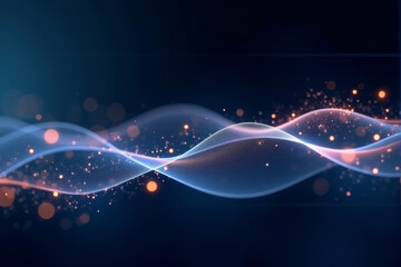Obraz premium A dynamic AI data stream background with glowing particles, abstract patterns, and futuristic flowing digital elements...