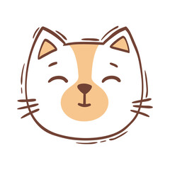 Funny CatsHand drawn vector illustration cat face portrait. Illustration for icon, logo design, print, greeting card, sticker. Isolated cats face isolated on white background