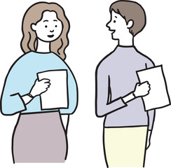 仕事中話している女性たち