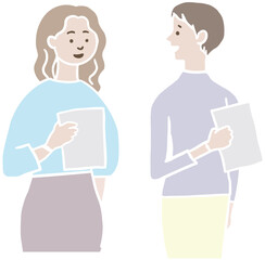 仕事中話している女性たち