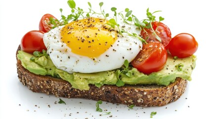 Delicious Avocado Toast with Fried Egg and Cherry Tomatoes
