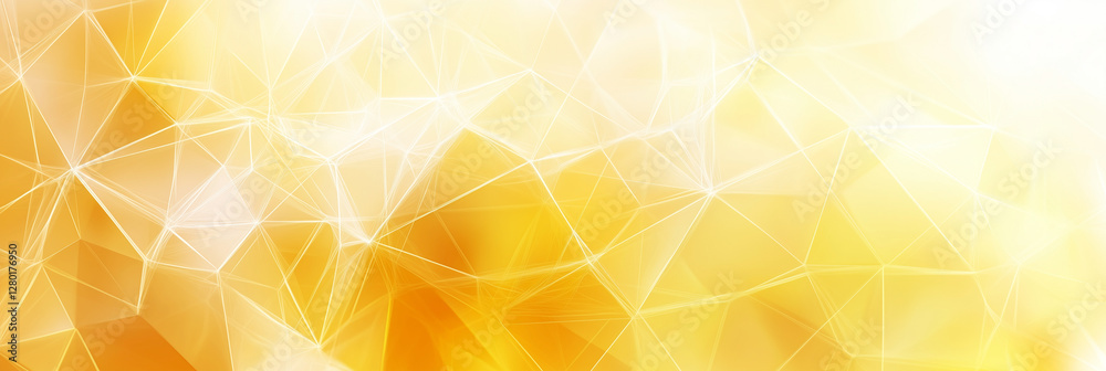 Poster yellow and white background with a lot of triangles. the triangles are all different sizes and are s