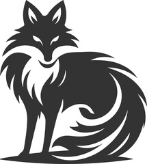 Obraz premium A fox glaring, tail raised in defiance vector animal silhouette