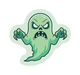 Halloween spooky flying mysterious phantoms, ghosted night shadows. Scary ghosts flat vector illustration