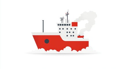 Pixelated container ship icon with white background transportation and maritime themed simple design illustration vector 2d