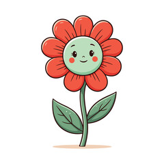 Cute orange flower retro mascot cartoon is walking with doing whistle illustration