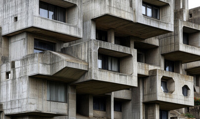 Brutalist architecture showcases unique concrete structures in urban setting