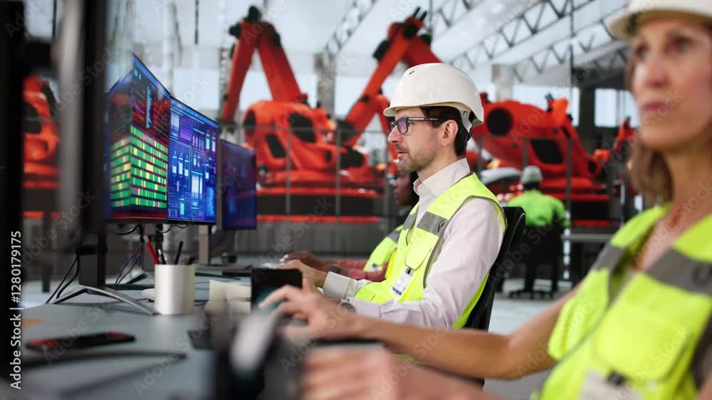 Poster team in automotive car factory using scada