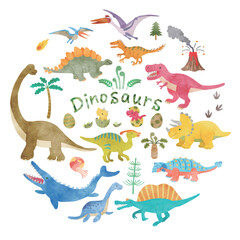 恐竜イラストセット  水彩 © fuwari