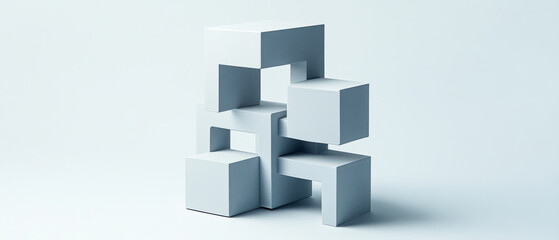 Obraz premium Abstract white geometric structure arranged creatively on a neutral background