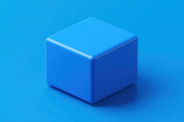 Fototapeta premium Single blue cube on blue background. (1)