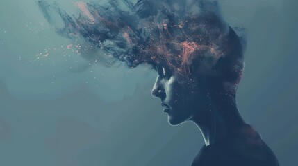 World schizophrenia awareness day conceptual design. Horizontal banner. Copy space. Mental Health concept. Dissociative Identity Disorder. Bipolar Disorder. Seasonal depression