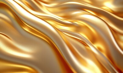 Shimmering Golden Fabric Waves Creating a Luxurious and Elegant Texture for Backgrounds and Designs in Fashion, Decor, and Art Projects