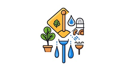 Fototapeta premium Vibrant Vector Illustration: Water Conservation and Plant Growth AI Generated