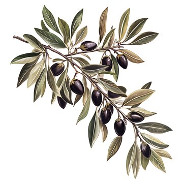 olive branch with black olives on white clip art preview