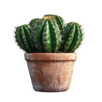 recommend clip art: Green cactus plant in a pot isolate on transparent background