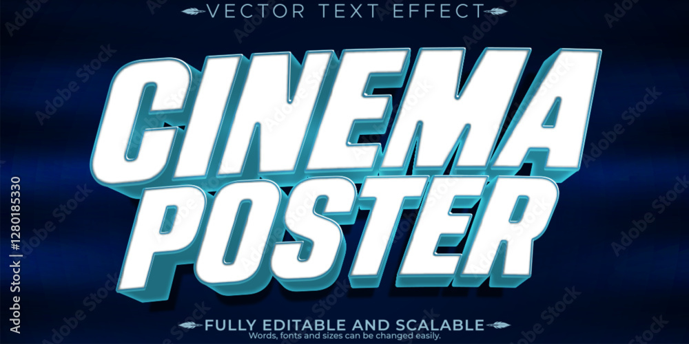 Wall mural cinema editable text effect, editable action and movie text style