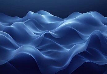 Obraz premium Smooth Flowing Blue Waves in Abstract Style Creating a Serene and Calming Atmosphere for Various Design Digital Projects and Backgrounds