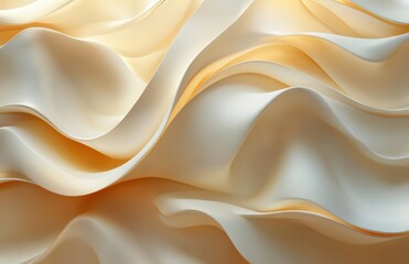 Obraz premium Soft Draped Fabric Texture with Flowing Waves in Cream and Beige Shades, Elegant Background for Creative Projects and Design Applications