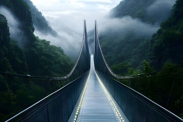 Obraz premium suspension bridge in the mountains