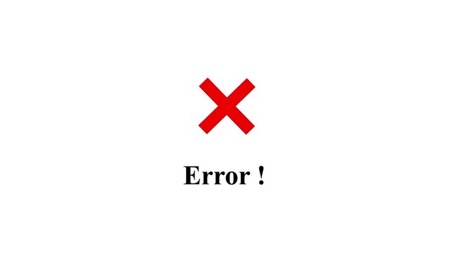 error  sign icon animation on black background. Warning, stop no entry sign concept