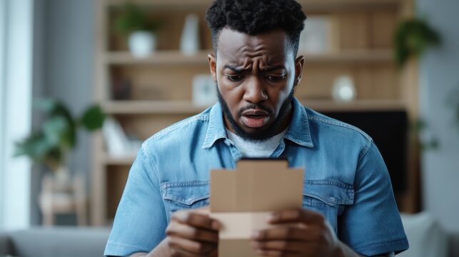 A worried user receiving a message about a delayed shipping order. Featuring frustration and shopping inconvenience