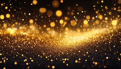 Fototapeta premium Sparkling Gold Dust Background with a Glimmering Effect and Bokeh in Dark Atmosphere Perfect for Celebrations and Festive Designs