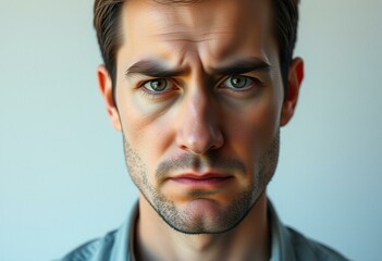 Fototapeta premium Portrait of a male individual with a subtle expression of irritation