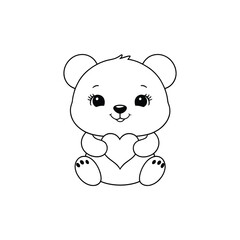Adorable Bear Holding Heart - Lovable Design for Crafts and Gifts