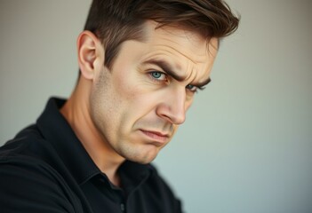 Fototapeta premium Natural light portrait of an irritated male person