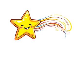 Happy Shooting Star with Colorful Trail