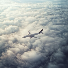 Obraz premium Airplane flying above clouds