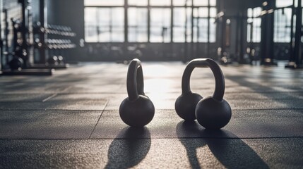HIIT workout with kettlebell swings and jump squats in a spacious gym. Featuring explosive power, endurance, and agility