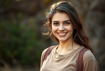 Fototapeta premium Natural light portrait of a smiling female