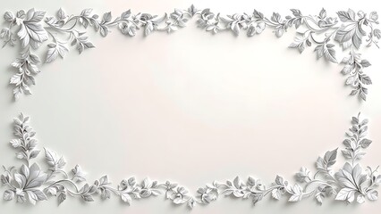 Fototapeta premium White Floral Frame on White Background