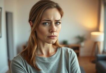 Photorealistic portrait of a woman feeling irritated