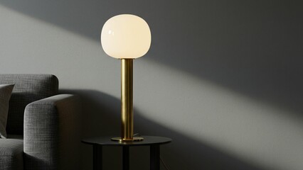 Modern brass table lamp with soft glow