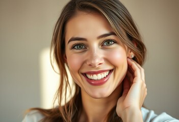Fototapeta premium Portrait of a smiling female feeling excited