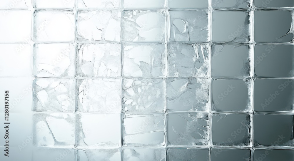 Poster transparent ice blocks background with unique patterns and textures, perfect for cool and refreshing