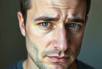 Obraz premium Photorealistic portrait of a male person feeling ashamed