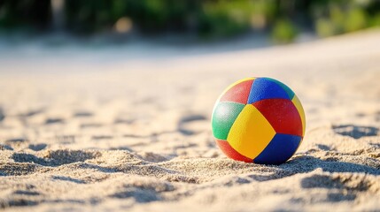 Obraz premium Colorful Beach Ball on Sandy Shore
