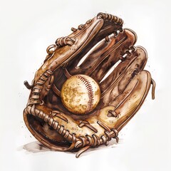 Worn Leather Glove: Baseball and Mitt


