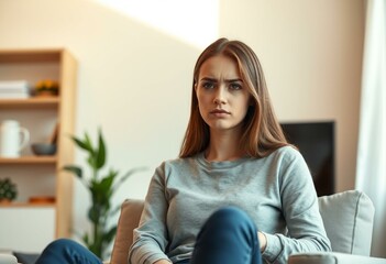 Obraz premium Portrait of a young woman feeling irritated