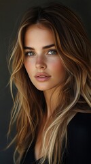 Fototapeta premium A Beautiful Woman With Green Eyes And Freckles Poses