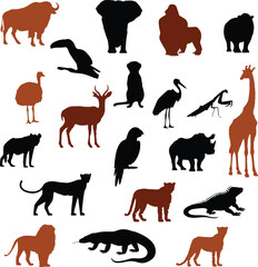Wildlife Animal Silhouettes Safari and Jungle Creatures Collection