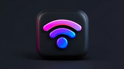 Fototapeta premium Neon Wifi Icon: A Vibrant 3D Render AI Generated