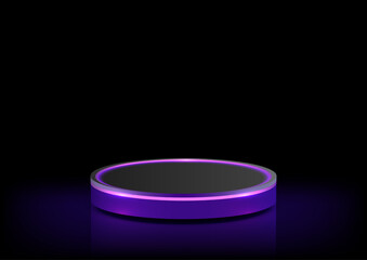 neon lit circular podium with purple light modern technology showcase mockup
