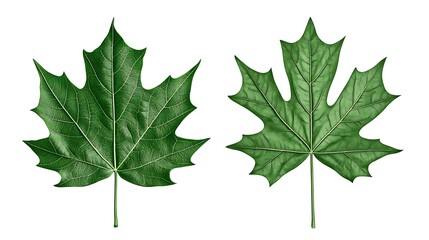 Vibrant Green Maple Leaves: Close-up Studio Shot AI Generated