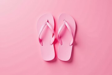 Pastel pink flip-flops, studio shot, clean background, vacation, spring